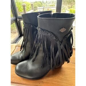 HARLEY-DAVIDSON Womens Black Leather Retta Riding Boots Shoes